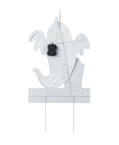 Glitzhome 32.25" Lighted Halloween Metal Ghost Tombstone Yard Stake With Timer