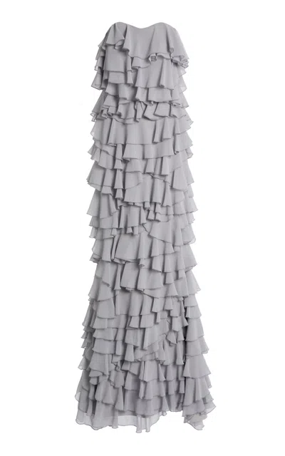 Greta Constantine Plover Strapless Ruffled Dress