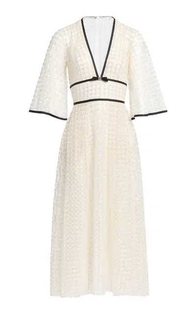 Elie Saab Sequined Mesh Midi Dress