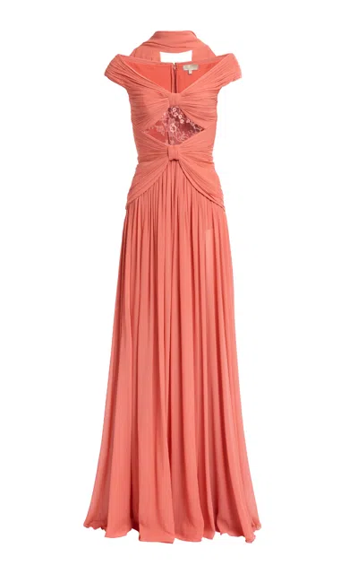 Elie Saab Silk & Lace Long Dress