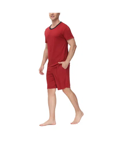 Ink+ivy Men's Moisture-wicking Crewneck T-shirt & Shorts Pajama Set In Red