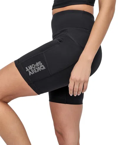 Dkny Sport Women's Balance Compression Super-high Rise Bike Shorts In Black