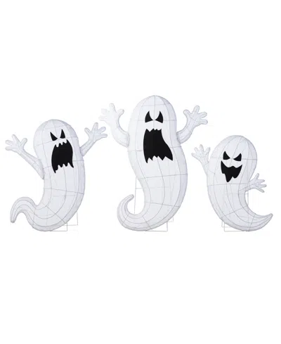 Glitzhome Lighted Halloween Ghosts Family Outdoor Decor With Warm White Led Lights, Set Of 3