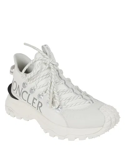Moncler Textured White Sneakers With Chunky Sole