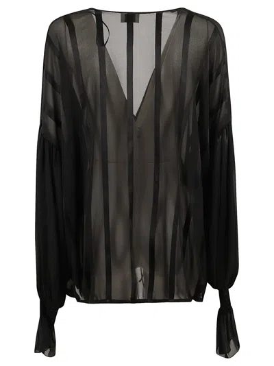 Saint Laurent Relaxed Black Silk Top In Black