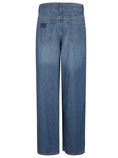 Ganni Wide-leg Denim Jeans With Relaxed Fit In Blue