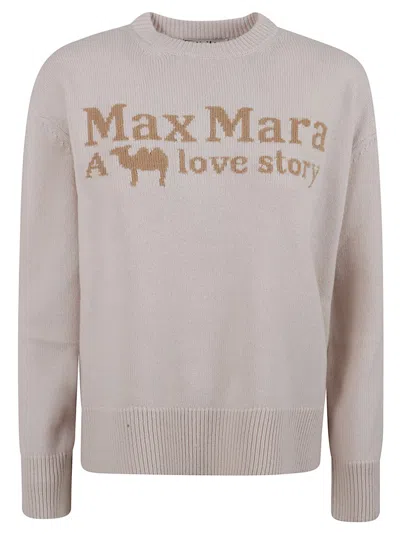 Max Mara Beige Sweater With Playful Graphic In Gray