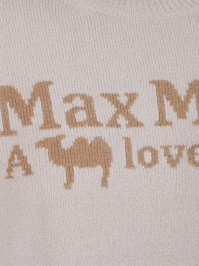 Max Mara Beige Sweater With Playful Graphic In Gray