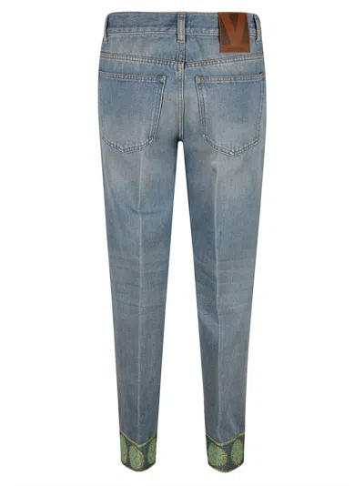 Valentino Garavani Straight-leg Jeans With Decorative Cuffs In Black