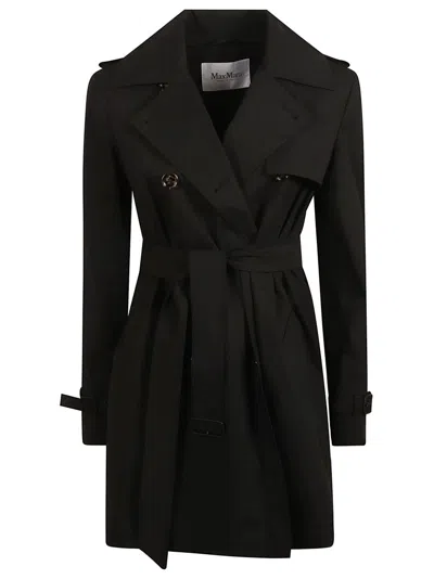 Max Mara Double-breasted Black Trench Coat In Black