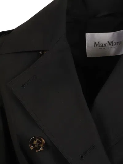 Max Mara Double-breasted Black Trench Coat In Black