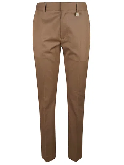 Burberry Tailored Brown Cotton Trousers In Brown