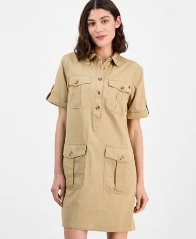 Tommy Hilfiger Women's Short-sleeve Utility Dress In Neutral