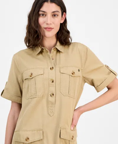 Tommy Hilfiger Women's Short-sleeve Utility Dress In Neutral