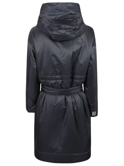 Max Mara Belted Waist Coat With Hood In Black