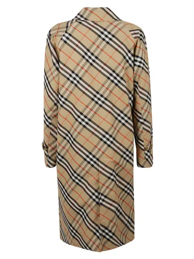 Burberry Structured Plaid Coat With Button-up Front In Pattern