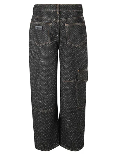 Ganni High-waisted Black Jeans With Wide Legs In Black
