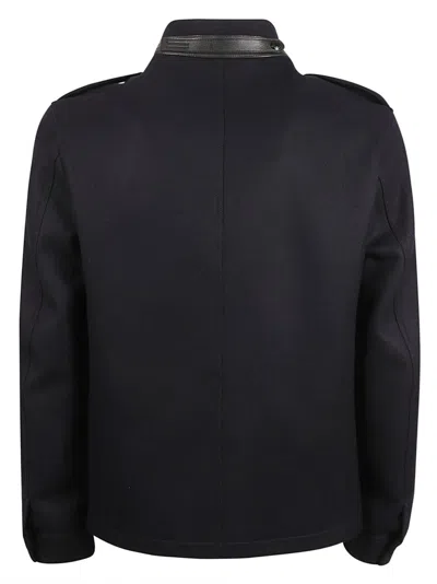 Tom Ford Structured High Collar Coat With Epaulets In Black