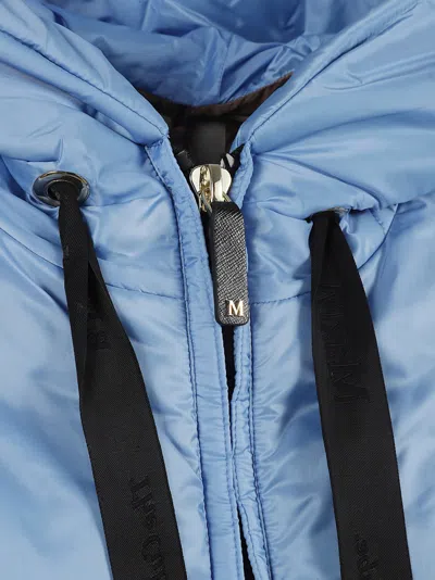 Max Mara Lightweight Hooded Coat With Adjustable Drawstrings In Blue
