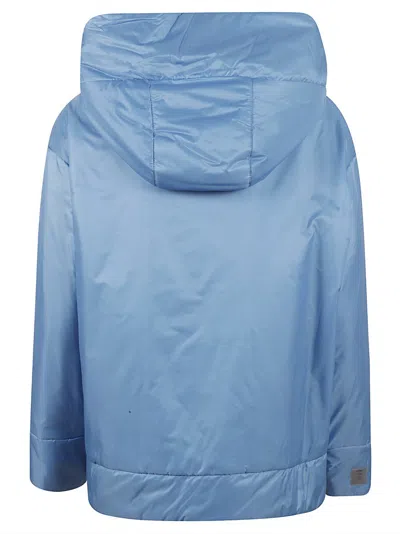 Max Mara Lightweight Hooded Coat With Adjustable Drawstrings In Blue