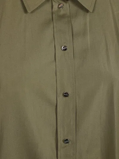 Max Mara Classic Shirt Dress With Structured Collar In Green