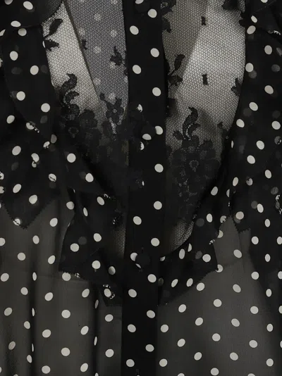 Valentino Garavani Polka Dot Silk Shirt In Black