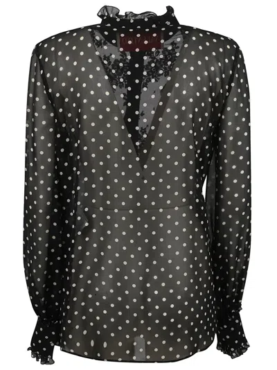 Valentino Garavani Polka Dot Silk Shirt In Black