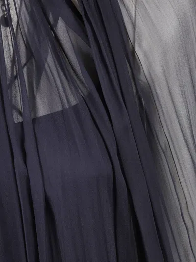 Alberta Ferretti Cape-designed Long Dress In Organic Chiffon In Black