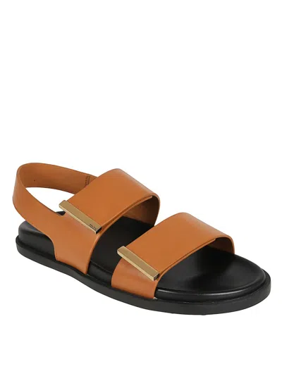 Tod's Calfskin Sandals With Wide Straps In Brown