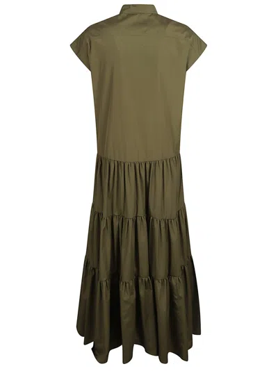 Max Mara Tiered Maxi Dress With High Neck In Neutral