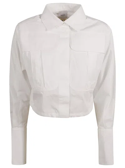 Patou Cropped White Shirt With Classic Collar In White