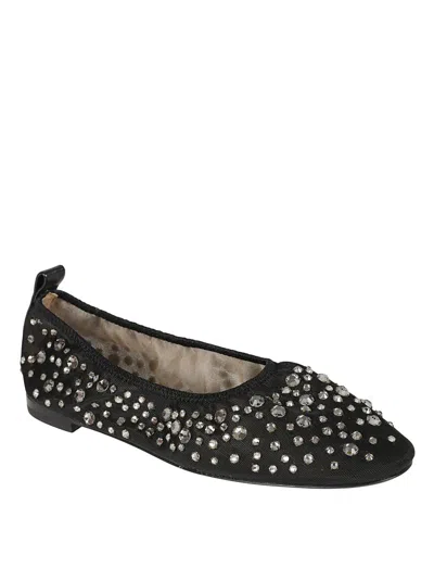 Tory Burch Black Ballet Flats With All-over Crystals Application In Tech Fabric Woman