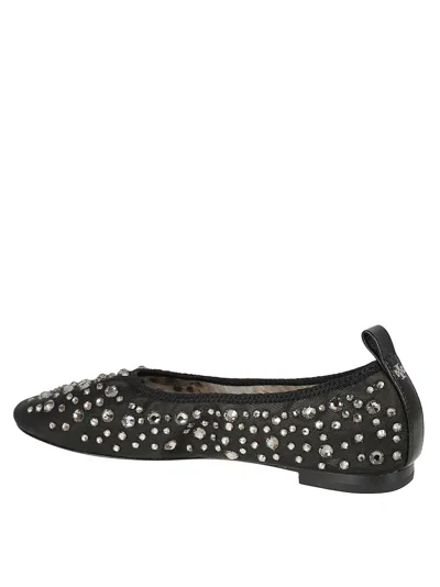 Tory Burch Black Ballet Flats With All-over Crystals Application In Tech Fabric Woman