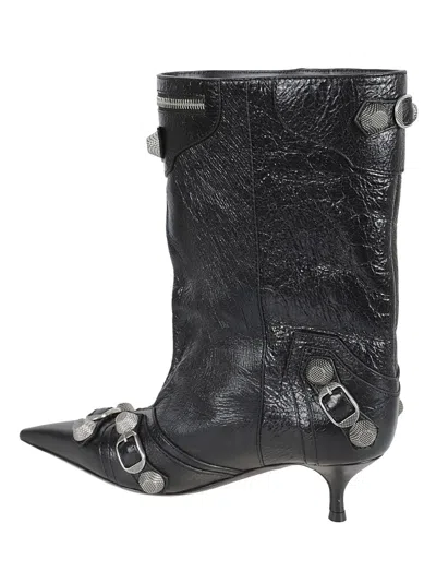 Balenciaga Mid-calf Lambskin Boots With Metallic Accents