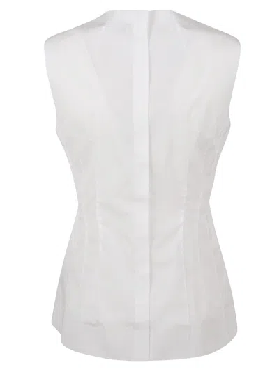 Tory Burch Fitted White Top With High Neckline In White