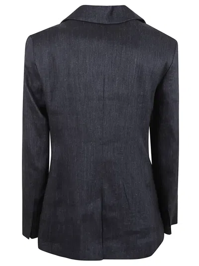 Max Mara Tailored Grey Jacket With Notch Lapel In Black