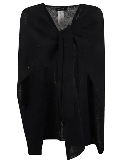 Fabiana Filippi Loose-fit Blue Shirt With Deep V-neckline In Black
