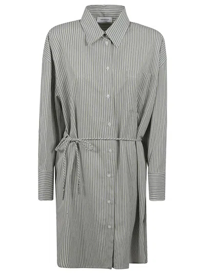 Fabiana Filippi Button-down Shirt Dress With Belted Waist In Gray