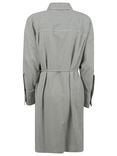 Fabiana Filippi Button-down Shirt Dress With Belted Waist In Gray