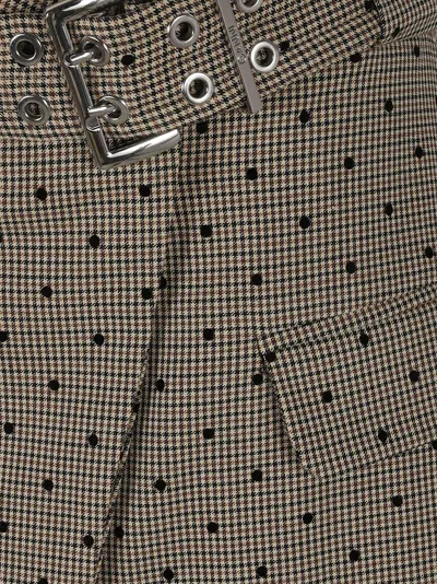 Ganni Check Pattern Skirt With Polka Dots In Brown