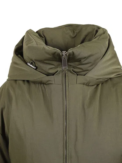 Alexander Mcqueen Relaxed Silhouette Coat With High Collar In Green