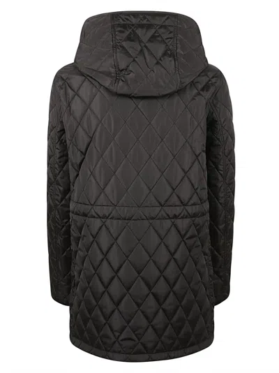Burberry Quilted Black Coat With Hood In Black