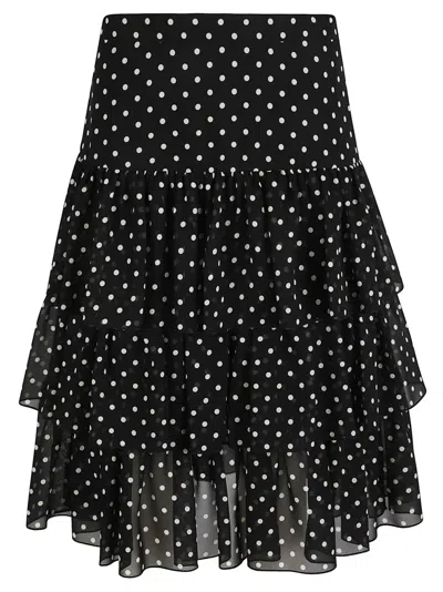 Valentino Garavani Polka Dot Tiered Silk Georgette Midi Skirt