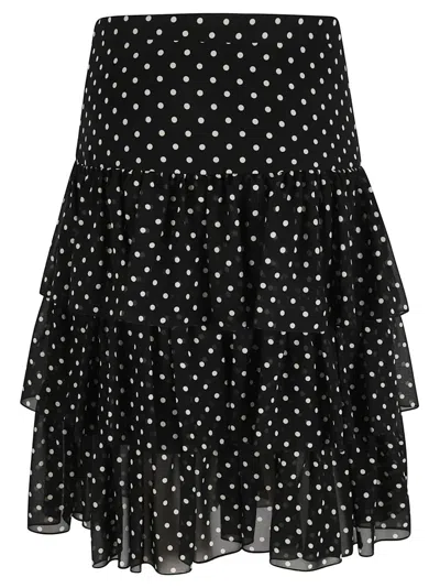 Valentino Garavani Polka Dot Tiered Silk Georgette Midi Skirt