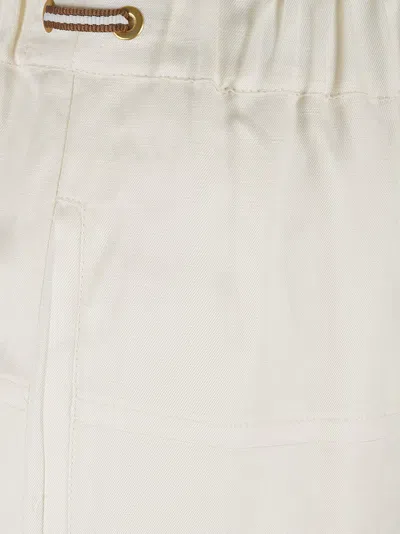 Max Mara Relaxed Wide-leg Trousers With Flaxlinen In White