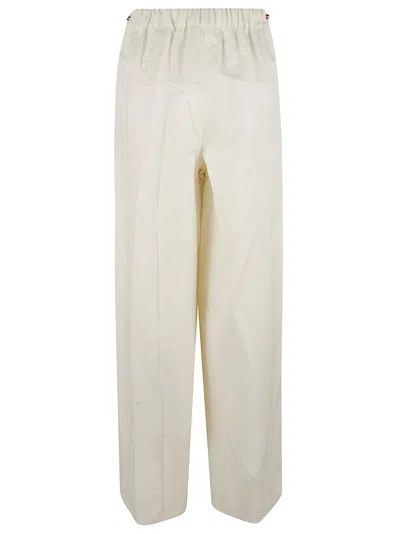 Max Mara Relaxed Wide-leg Trousers With Flaxlinen In White