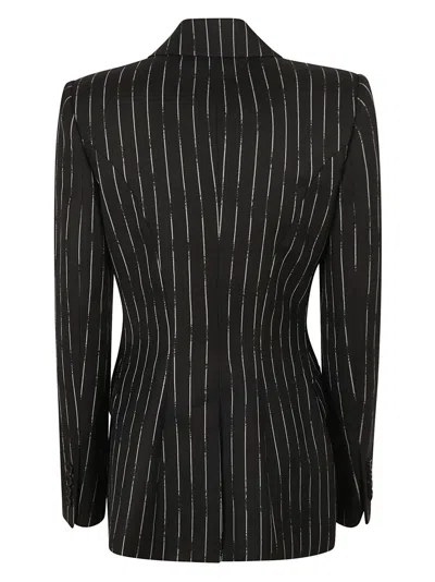 Alexander Mcqueen Pinstripe Tailored Jacket With Double-breasted Front In Black
