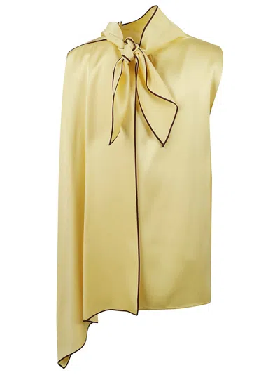 Stella Mccartney Draped Satin Top With Asymmetrical Silhouette In Gold