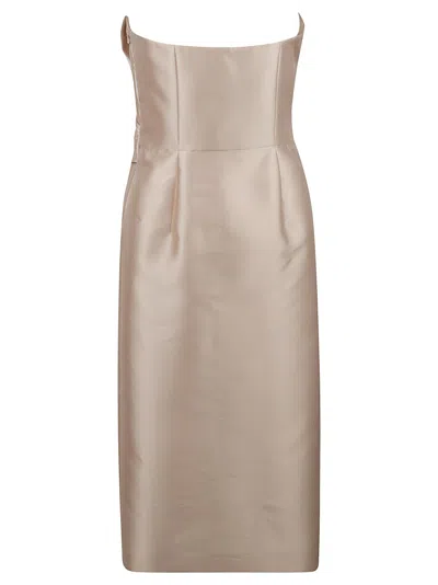 Alberta Ferretti Beige Mikado Longuette Dress In Neutral