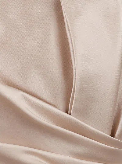 Alberta Ferretti Beige Mikado Longuette Dress In Neutral